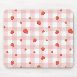 Mousepad Pad do Rato Gingham Strawberry