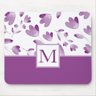 Mousepad Pad do Rato Púrpura da Flor de Aquarela