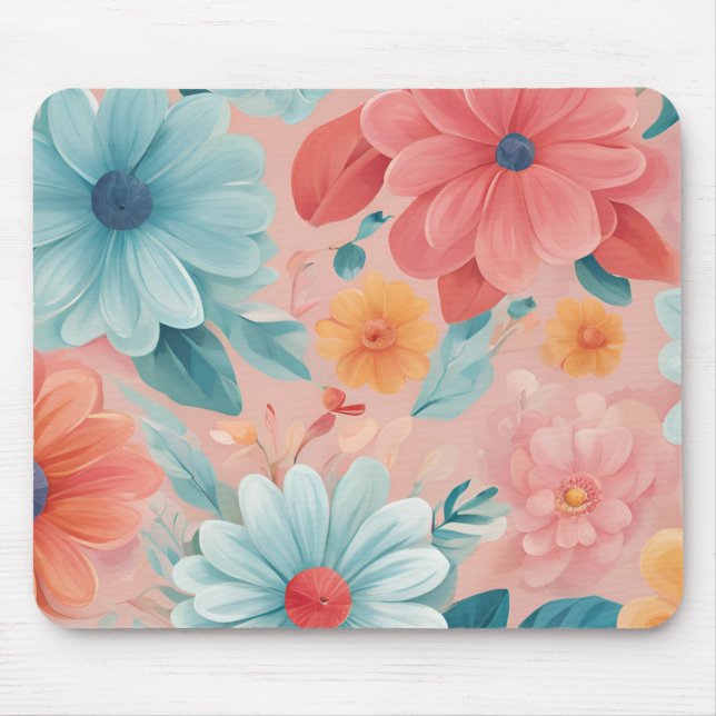 Mousepad Pad Floral do Mouse - Pilha de Design com ventilad (Frente)