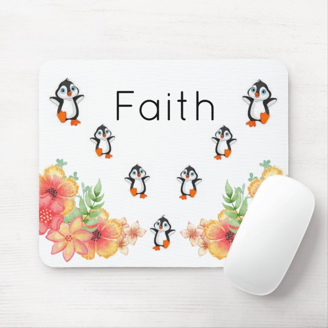 Mousepad Pad Floral Pinguin Faith Stripe Mouse! Pad do mous (Com mouse)