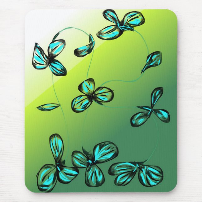 Mousepad Pad Floral Verde Azul (Frente)