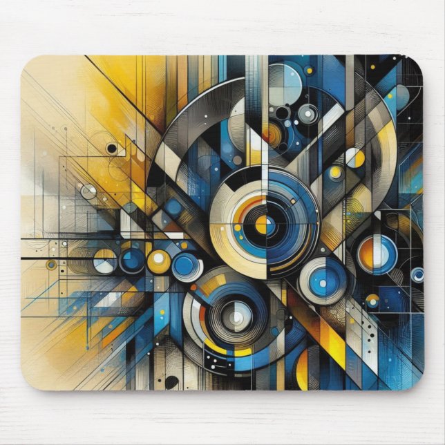 Mousepad Pad Geométrico Azul e Dourado (Frente)
