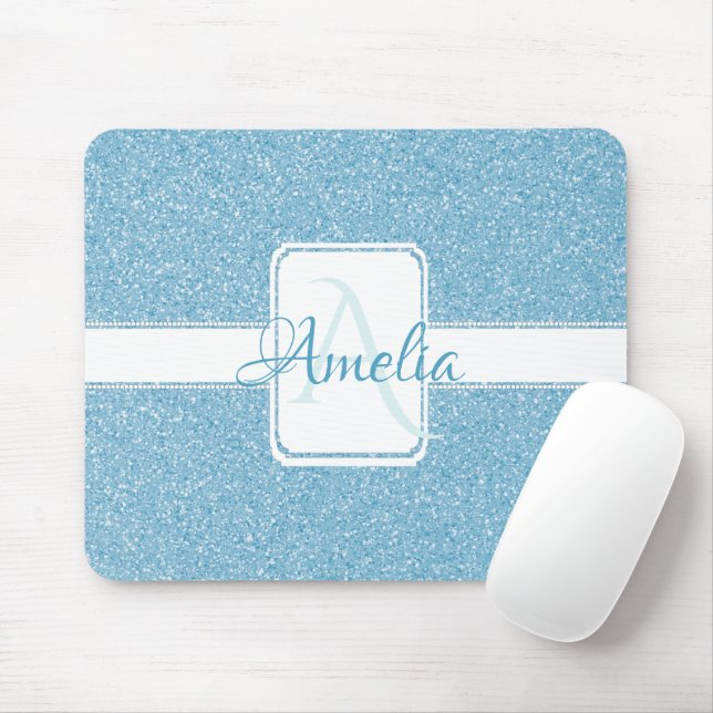 Mousepad Pad Personalizado de Mouse com Glitter Azul (Com mouse)