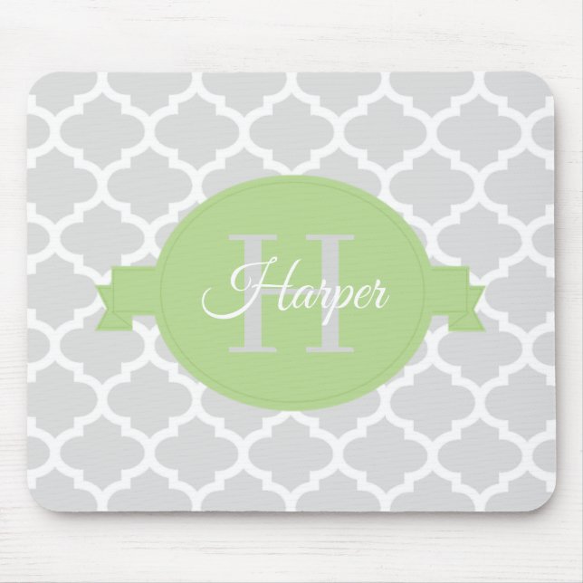 Mousepad Pad Personalizado de Rato Verde Quatrefoil (Frente)