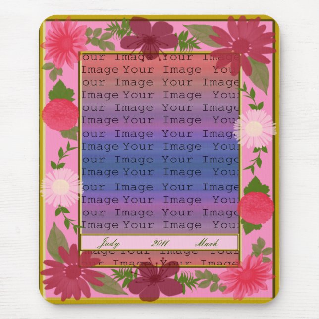 Mousepad Pad Personalizado do Mouse com Flores Rosa (Frente)
