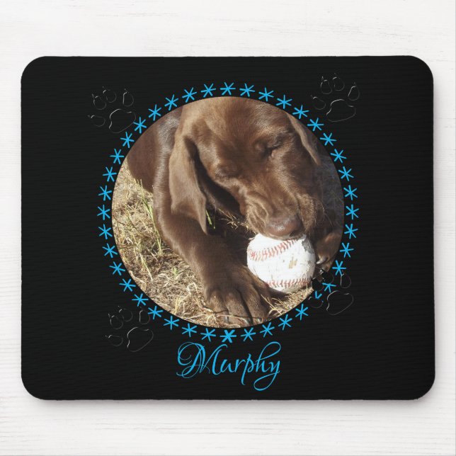 Mousepad Pad personalizado do mouse (preto/azul com patas) (Frente)