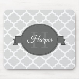 Mousepad Pad Personalizado do Rato do Quatrefoil da cinza