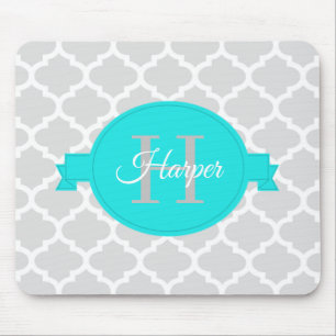 Mousepad Pad Personalizado do Rato Turquesa Quatrefoil