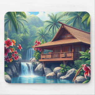 Mousepad Pad Tropical Bungalow do Paraíso Havaiano