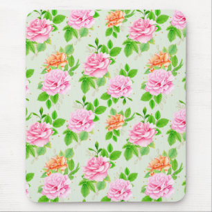 Mousepad Padrão-2367 de Rosas Rosa Floral