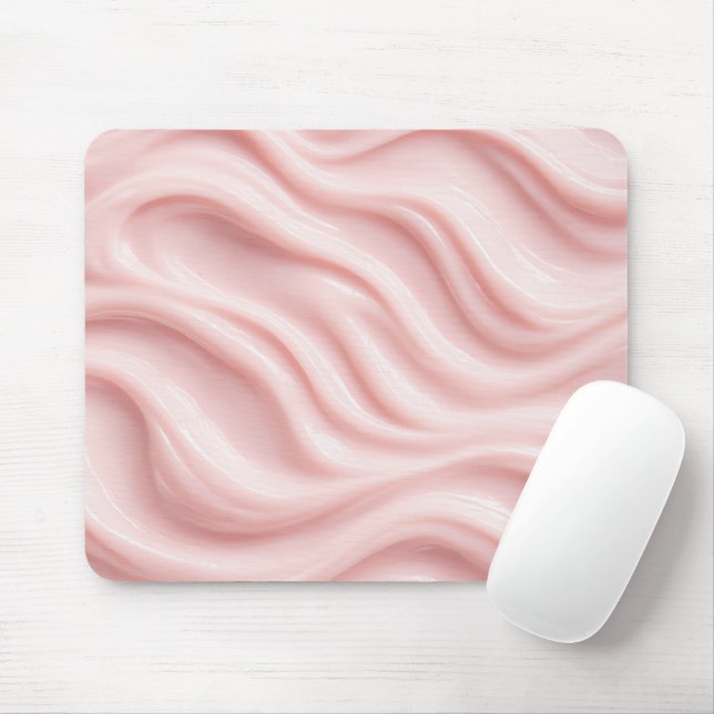 Mousepad Padrão Abstrato de Creme Rosa (Com mouse)
