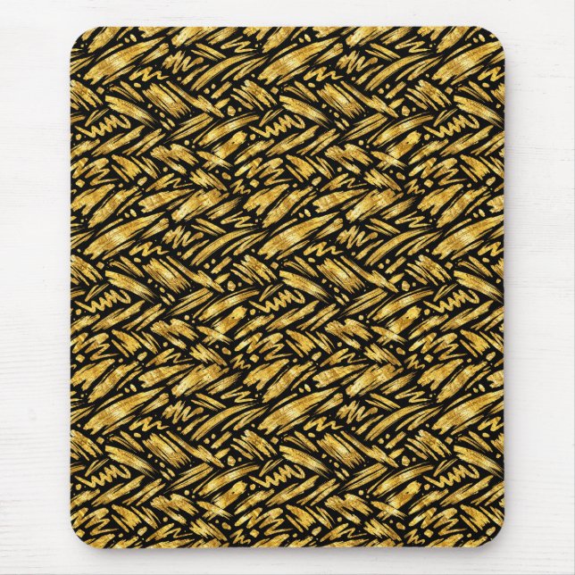 Mousepad Padrão Abstrato de Folha de Ouro (Frente)
