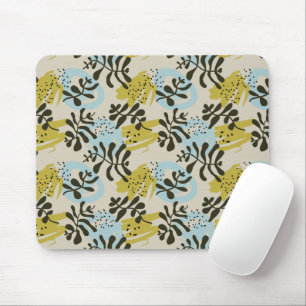 Mousepad Padrão Abstrato em Verde e Azul Pastel