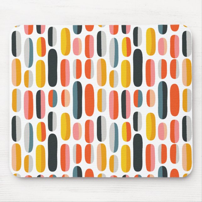Mousepad Padrão Abstrato Geométrico Retro de Meados do Sécu (Frente)