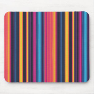 Mousepad Padrão Abstrato Moderno de Faixa Multicor Vibrante