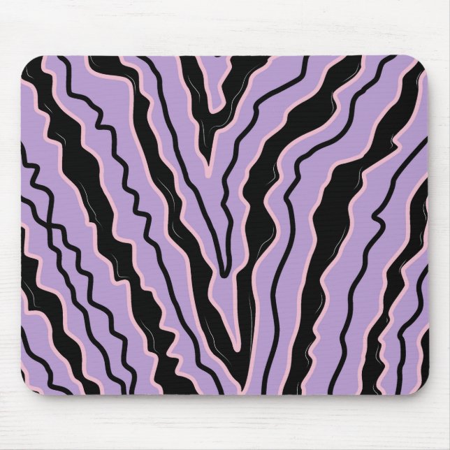 Mousepad Padrão abstrato Preto de Marble Roxo Boho Groovy (Frente)