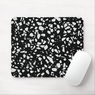Mousepad Padrão abstrato Terrazzo Mosaico preto e branco