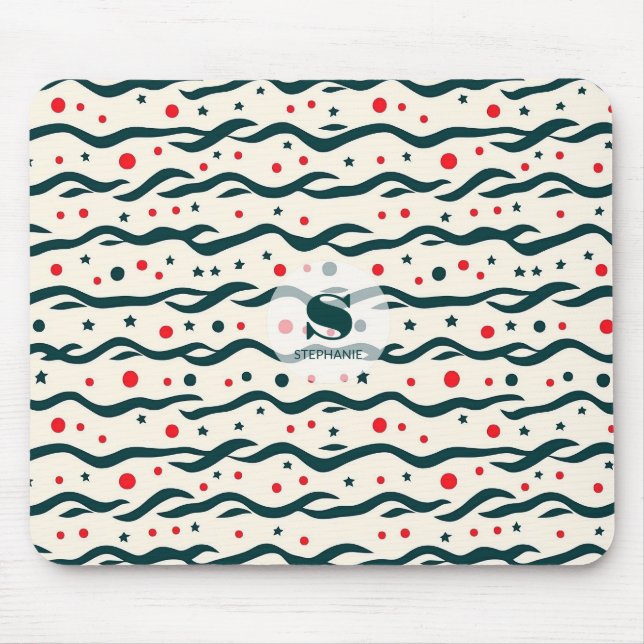 Mousepad Padrão abstrato Wavy Lines e formas geométricas (Frente)