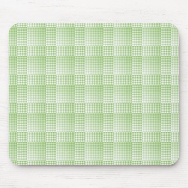 Mousepad Padrão Abstrato Xadrez Verde Branco (Frente)