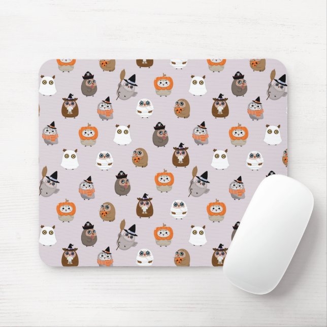 Mousepad Padrão Adorável das Corujas de Halloween (Com mouse)