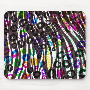Mousepad Padrão Animal Diverso Funky com Cores Vibrantes