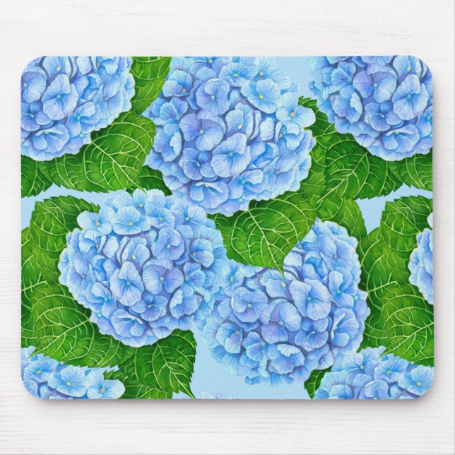 Mousepad Padrão aquoso de hydrangea azul (Frente)