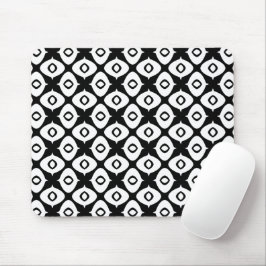 Mousepad Padrão Arabesco Simétrico Preto e Branco Ousado