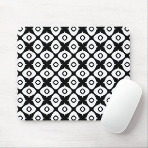 Mousepad Padrão Arabesco Simétrico Preto e Branco Ousado