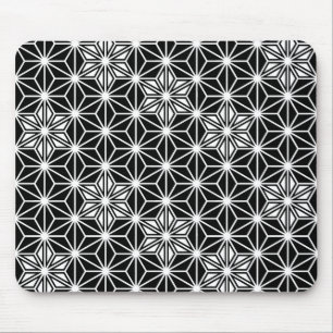 Mousepad Padrão Asanoha japonês - preto e branco