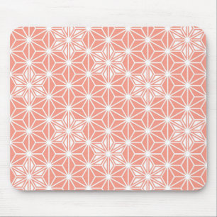 Mousepad Padrão Asanoha japonês - rosa-coral
