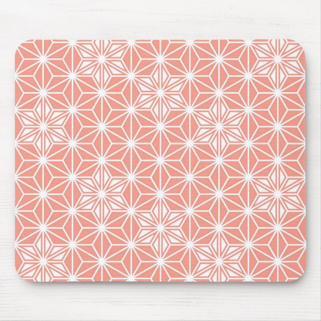 Mousepad Padrão Asanoha japonês - rosa-coral (Frente)