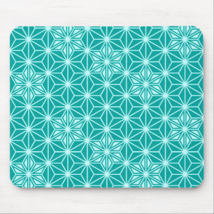 Mousepad Padrão Asanoha japonês - turquesa