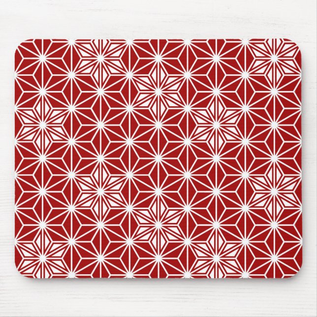 Mousepad Padrão Asanoha japonês - vermelho escuro (Frente)