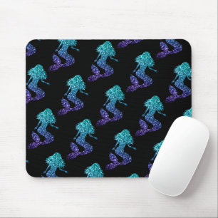 Mousepad Padrão azul-azul-de-água-ombre-brilha preto