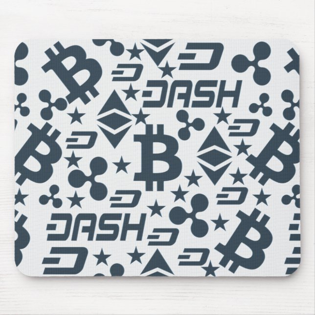 Mousepad Padrão Azul de Criptomoeda (Frente)