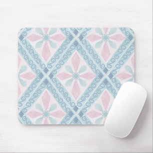 Mousepad padrão azul em forma de diamante