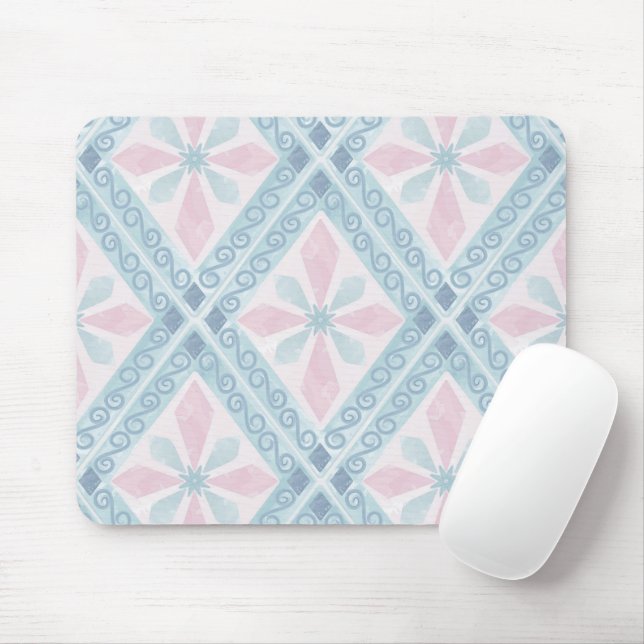 Mousepad padrão azul em forma de diamante (Com mouse)