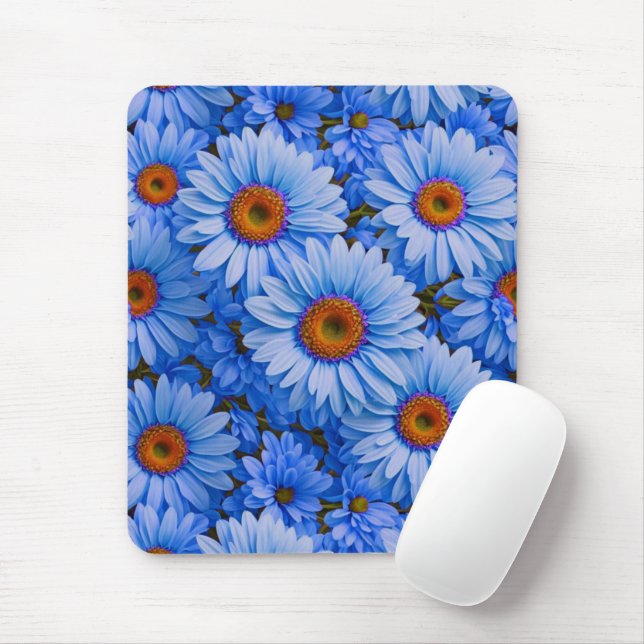 Mousepad Padrão azul-floral dos girassóis azuis (Com mouse)
