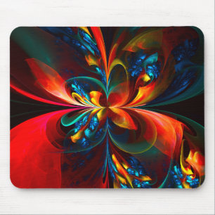 Mousepad Padrão Azul Laranja-Abstrato Floral Moderno #14