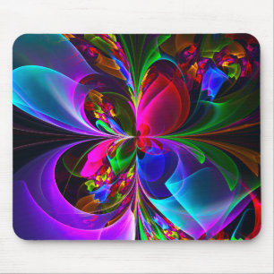 Mousepad Padrão Azul Vermelho Abstrato Floral Moderno #12