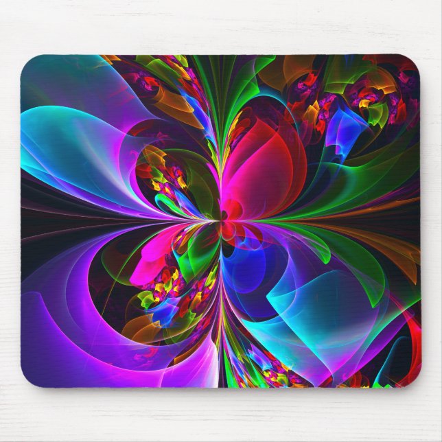 Mousepad Padrão Azul Vermelho Abstrato Floral Moderno #12 (Frente)