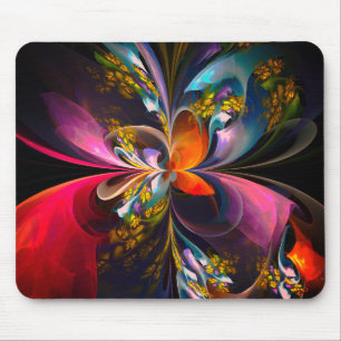 Mousepad Padrão Azul Vermelho Abstrato Floral Moderno #13