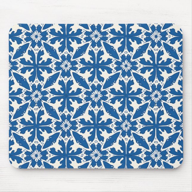 Mousepad Padrão Boho em Azul – Elegante e Ousado (Frente)