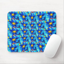 Mousepad Padrão bonito de flores azuis
