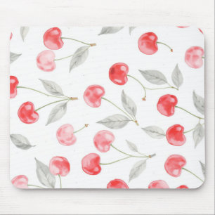 Mousepad Padrão bonito de fruta de cereja de Aquarela