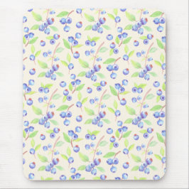 Mousepad Padrão Botânico de Mirtilo em Aquarela Fofa