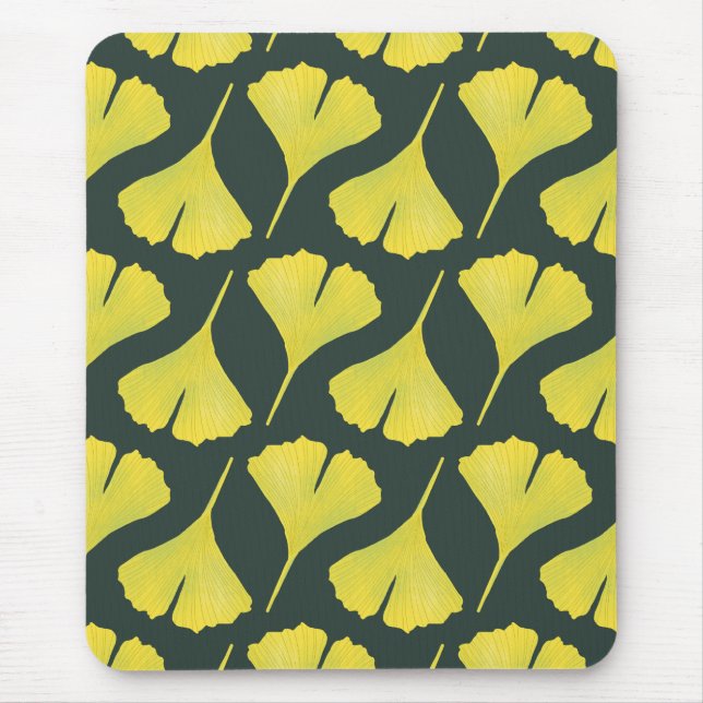 Mousepad Padrão Botânico do Folheto Verde Gingko (Frente)