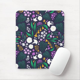 Mousepad Padrão Botânico Floral do Jardim da Lua Noturna