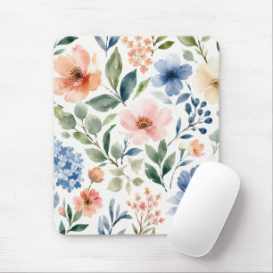 Mousepad Padrão Botânico Moderno de Flor Silvestre Aquarela