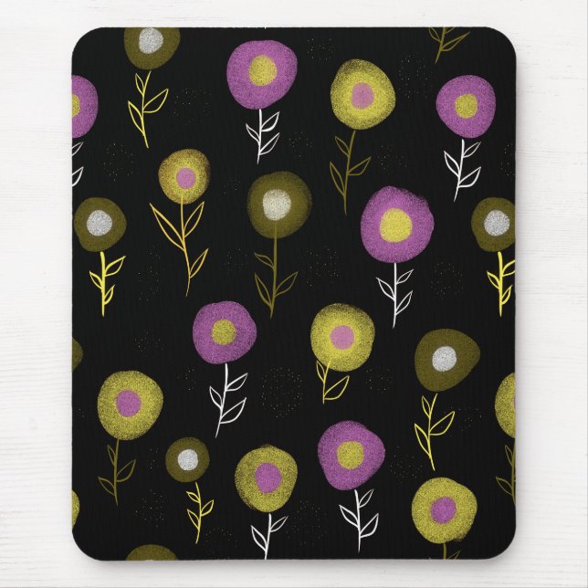 Mousepad Padrão Botânico na moda Floral Escuro (Frente)